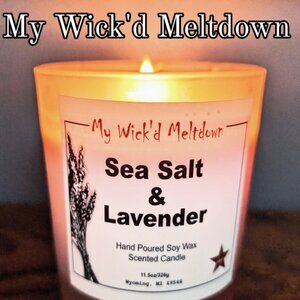 Sea Salt & Lavender Hand Poured Soy Wax  Candle